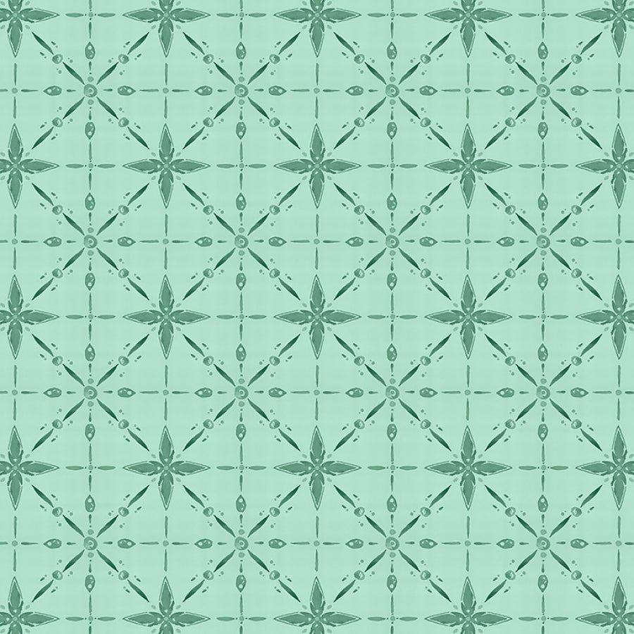 Floralscape Star Grid Teal – Remnant 34" × 44" - Wilmington Prints from Fort Worth Fabric Studio