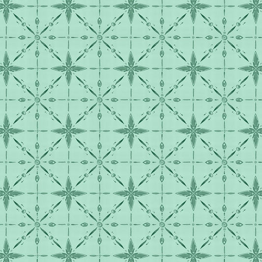 Floralscape Star Grid Teal – Remnant 34" × 44" - Wilmington Prints from Fort Worth Fabric Studio
