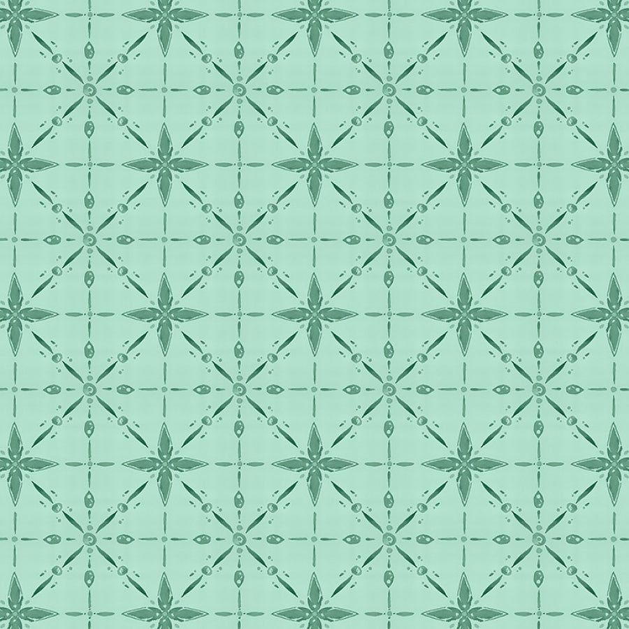 Floralscape Star Grid Teal - Wilmington Prints from Fort Worth Fabric Studio