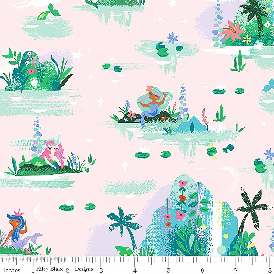 Forever Neverland Mermaid Lagoon Pink - Riley Blake from Fort Worth Fabric Studio