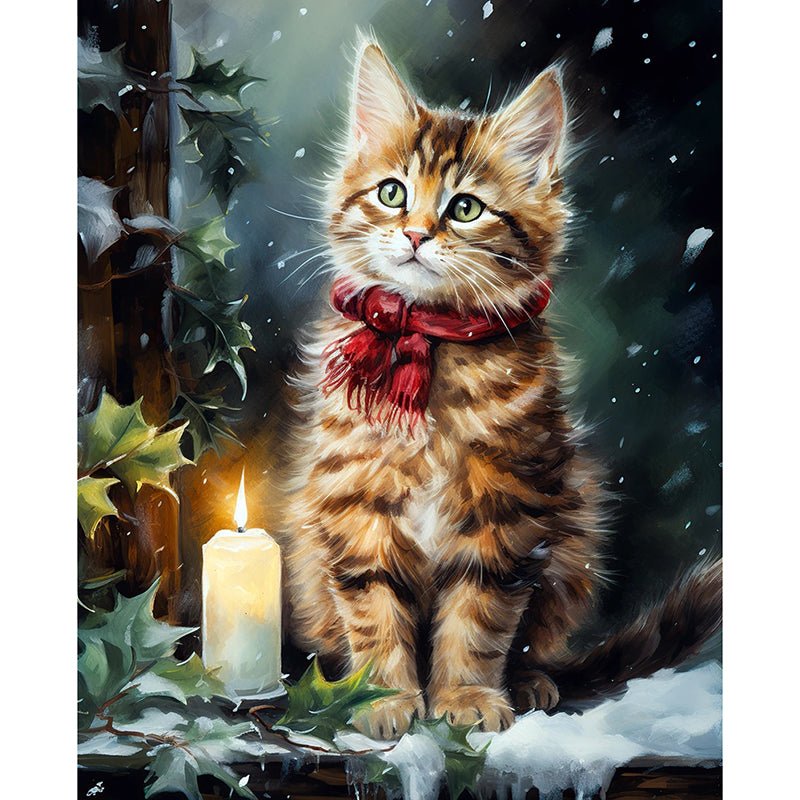 Four Seasons Christmas Kitten 36" Panel 1 - David Textiles from Fort Worth Fabric Studio