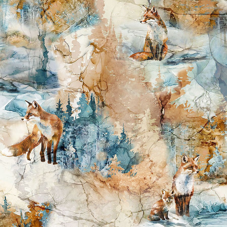 Fox Den Fox Open Beige Multi - Northcott from Fort Worth Fabric Studio