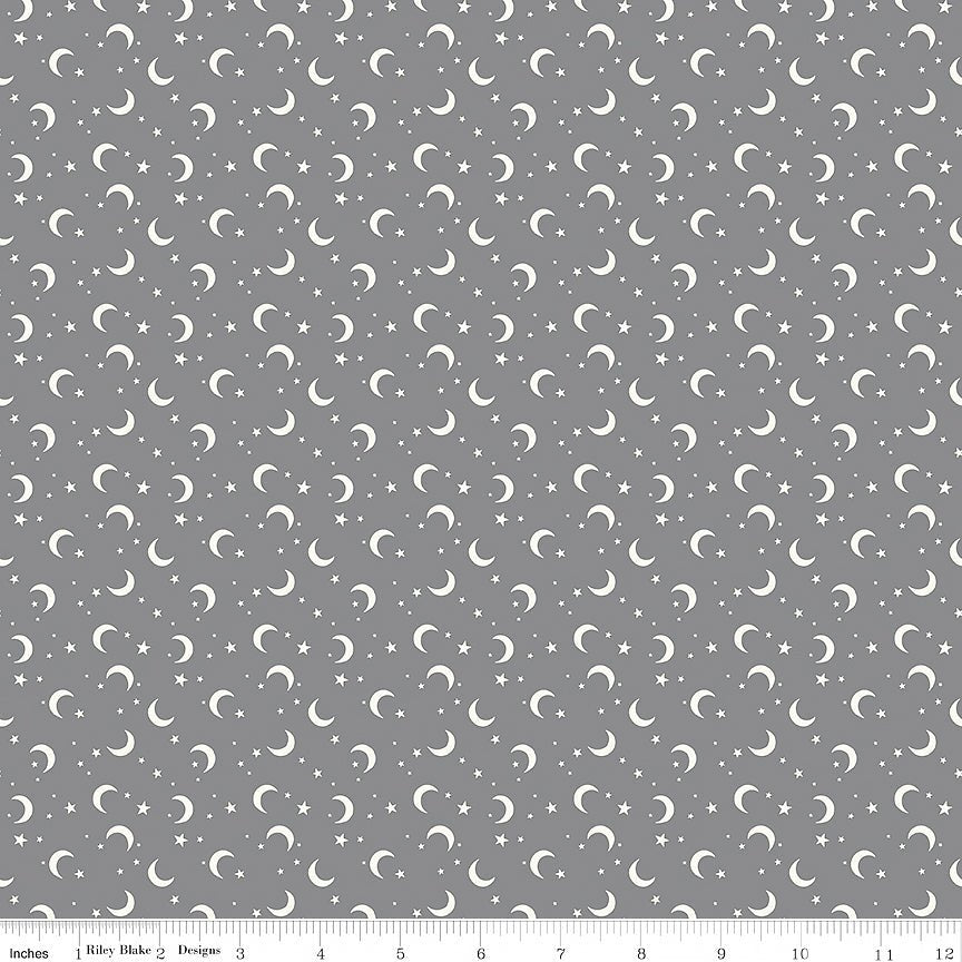 Frank & Friends Moon & Stars Gray - Riley Blake from Fort Worth Fabric Studio