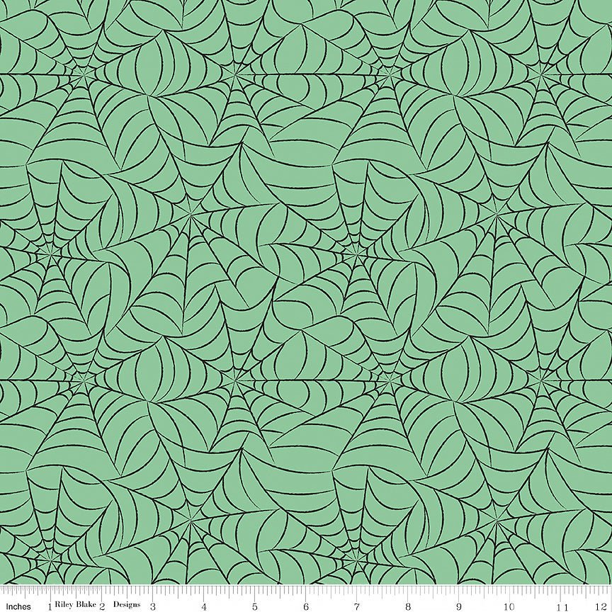 Frank & Friends Webs Green - Riley Blake from Fort Worth Fabric Studio