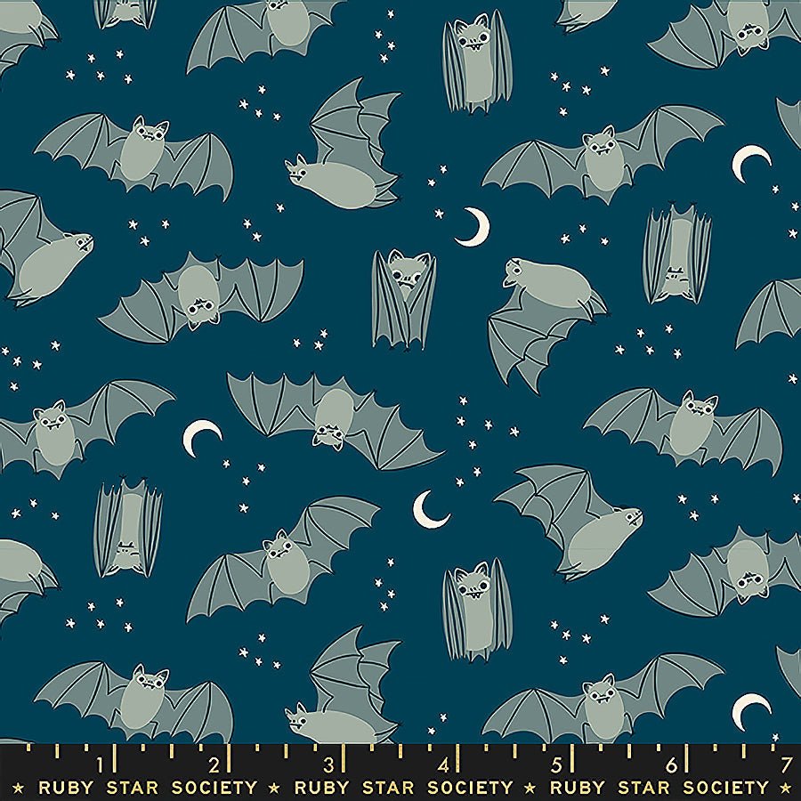 Freaky Familiars Fat Bats Galaxy - Ruby Star Society from Fort Worth Fabric Studio