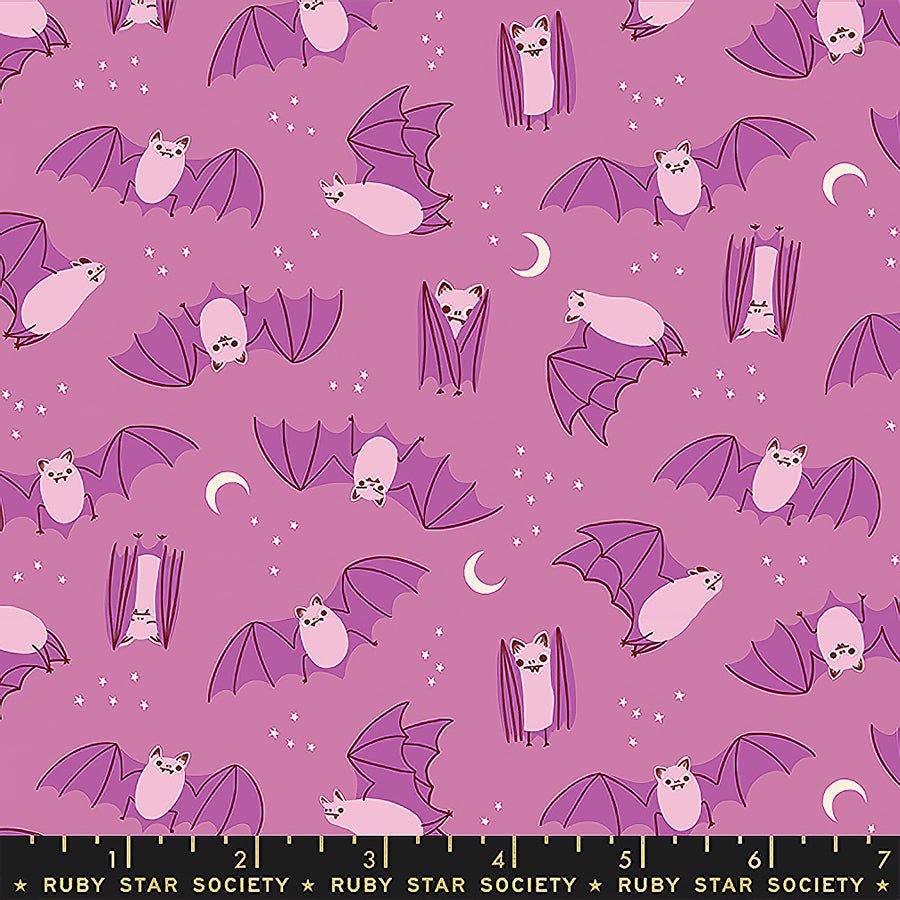 Freaky Familiars Fat Bats Heliotrope - Ruby Star Society from Fort Worth Fabric Studio
