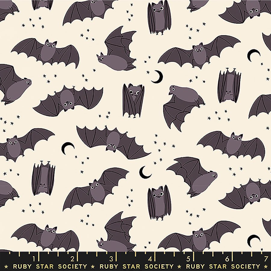 Freaky Familiars Fat Bats Natural - Ruby Star Society from Fort Worth Fabric Studio