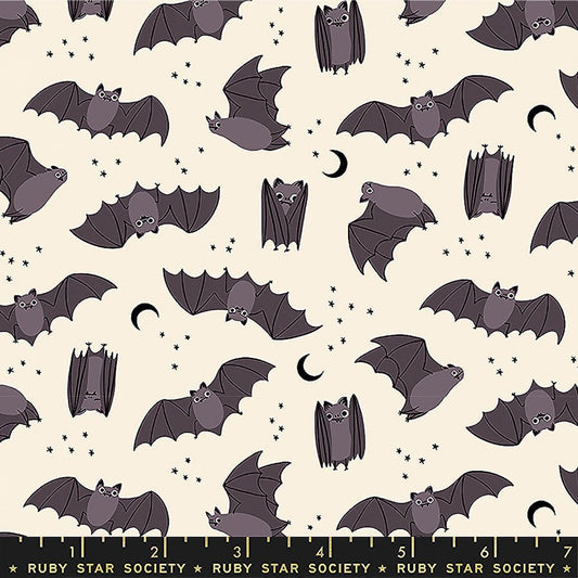 Freaky Familiars Fat Bats Natural - Ruby Star Society from Fort Worth Fabric Studio