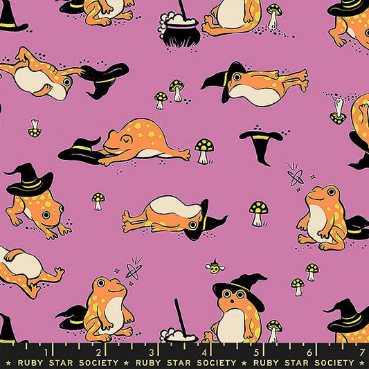Freaky Familiars Frog Witch Mushrooms Heliotrope - Ruby Star Society from Fort Worth Fabric Studio