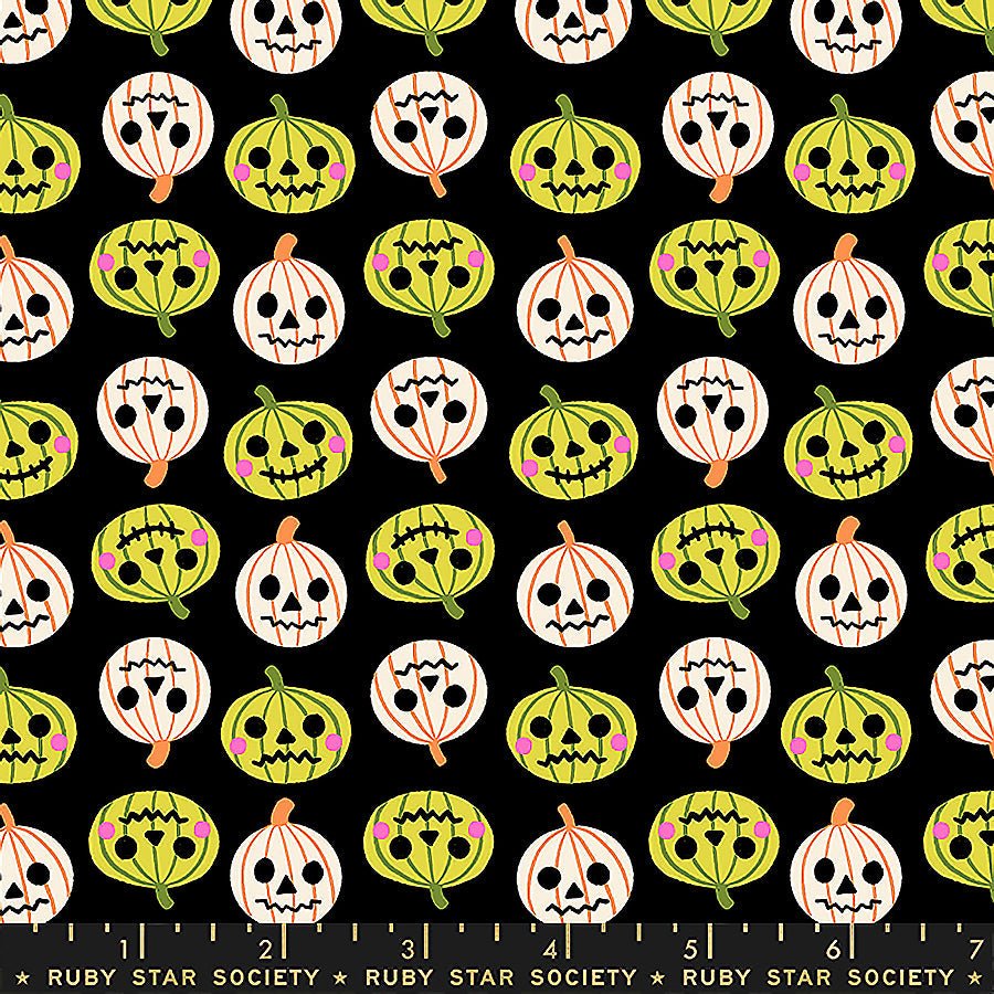 Freaky Familiars Jack O Lanterns Black - Ruby Star Society from Fort Worth Fabric Studio