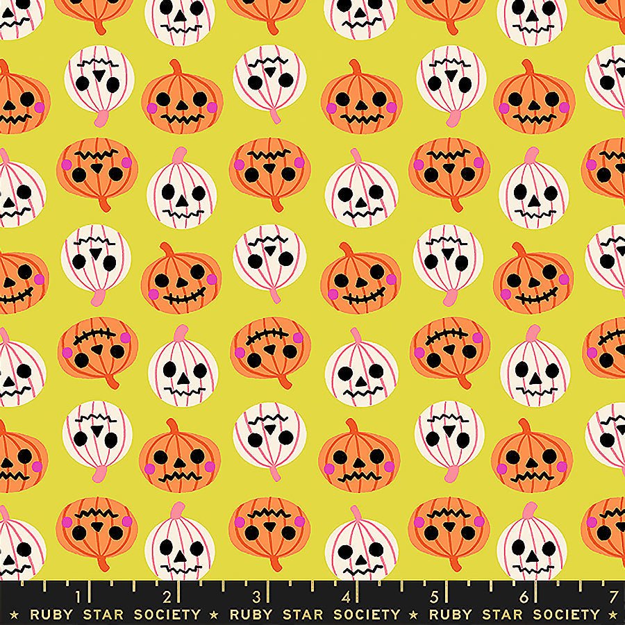 Freaky Familiars Jack O Lanterns Citron - Ruby Star Society from Fort Worth Fabric Studio