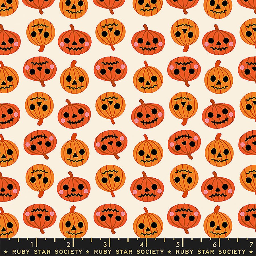 Freaky Familiars Jack O Lanterns Orange - Ruby Star Society from Fort Worth Fabric Studio