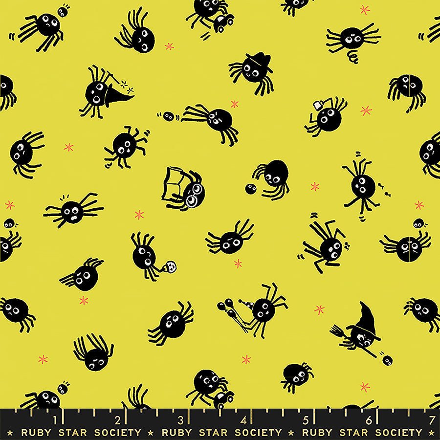 Freaky Familiars Spider Sense Citron - Ruby Star Society from Fort Worth Fabric Studio