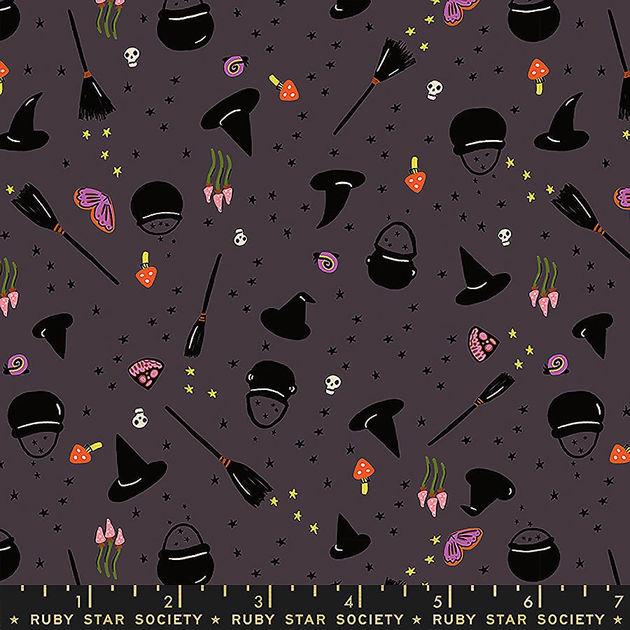 Freaky Familiars Witch Toss Eggplant - Ruby Star Society from Fort Worth Fabric Studio