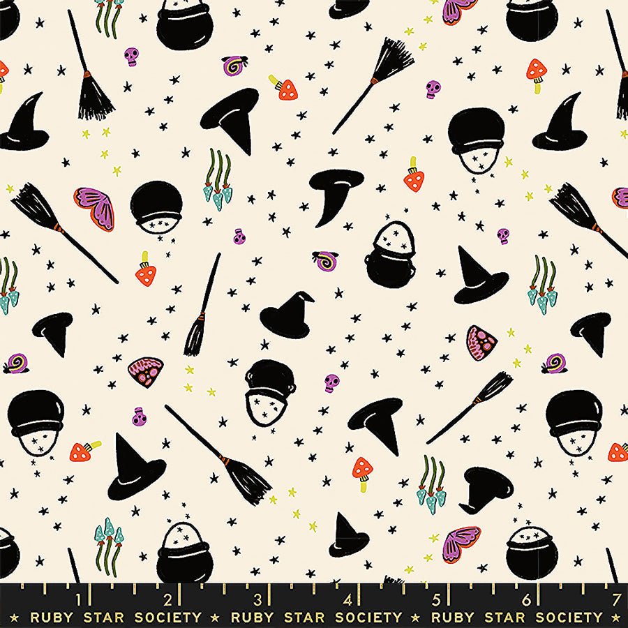 Freaky Familiars Witch Toss Natural - Ruby Star Society from Fort Worth Fabric Studio