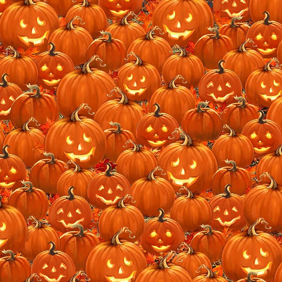 Fright Night Packed Jack o' Lanterns Orange - Timeless Treasures from Fort Worth Fabric Studio