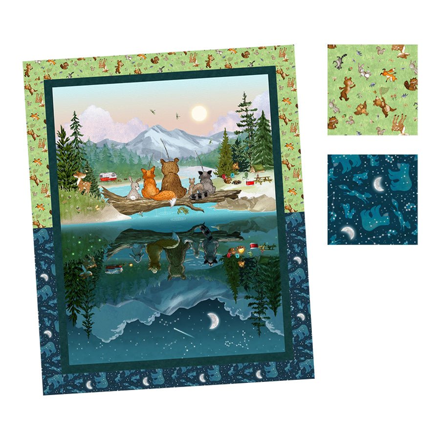 Fun 'Round the Clock Blanket Set Kit with Happy Campers Minky from Henry Glass - Henry Glass from Fort Worth Fabric Studio