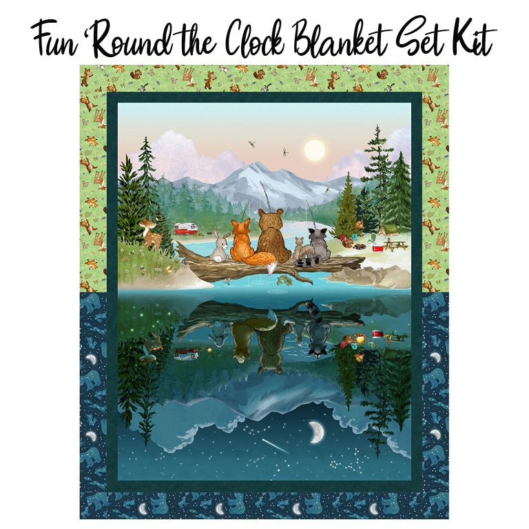 Fun 'Round the Clock Blanket Set Kit with Happy Campers Minky from Henry Glass - Henry Glass from Fort Worth Fabric Studio