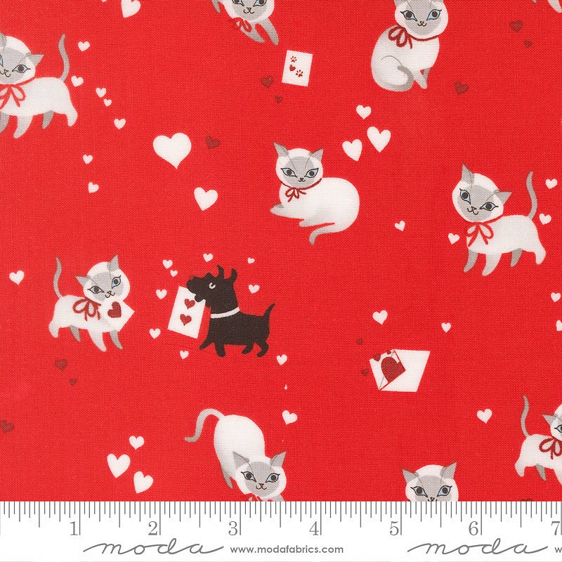 Funny Valentine Kitty Hearts Love - Moda from Fort Worth Fabric Studio