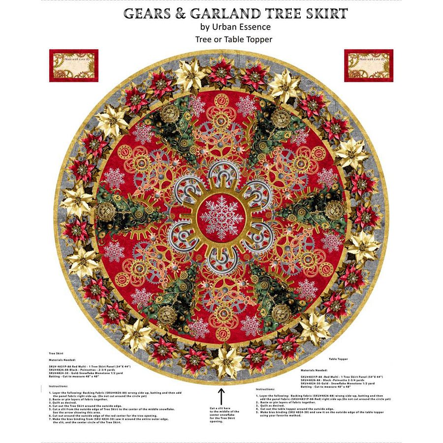Gears & Garland 36" Skirt Panel Red - Blank Quilting from Fort Worth Fabric Studio
