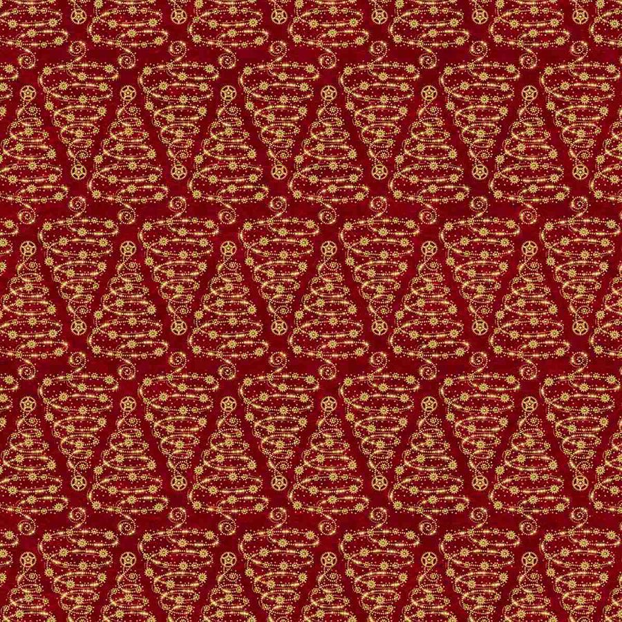 Gears & Garland Christmas Trees Red - Blank Quilting from Fort Worth Fabric Studio