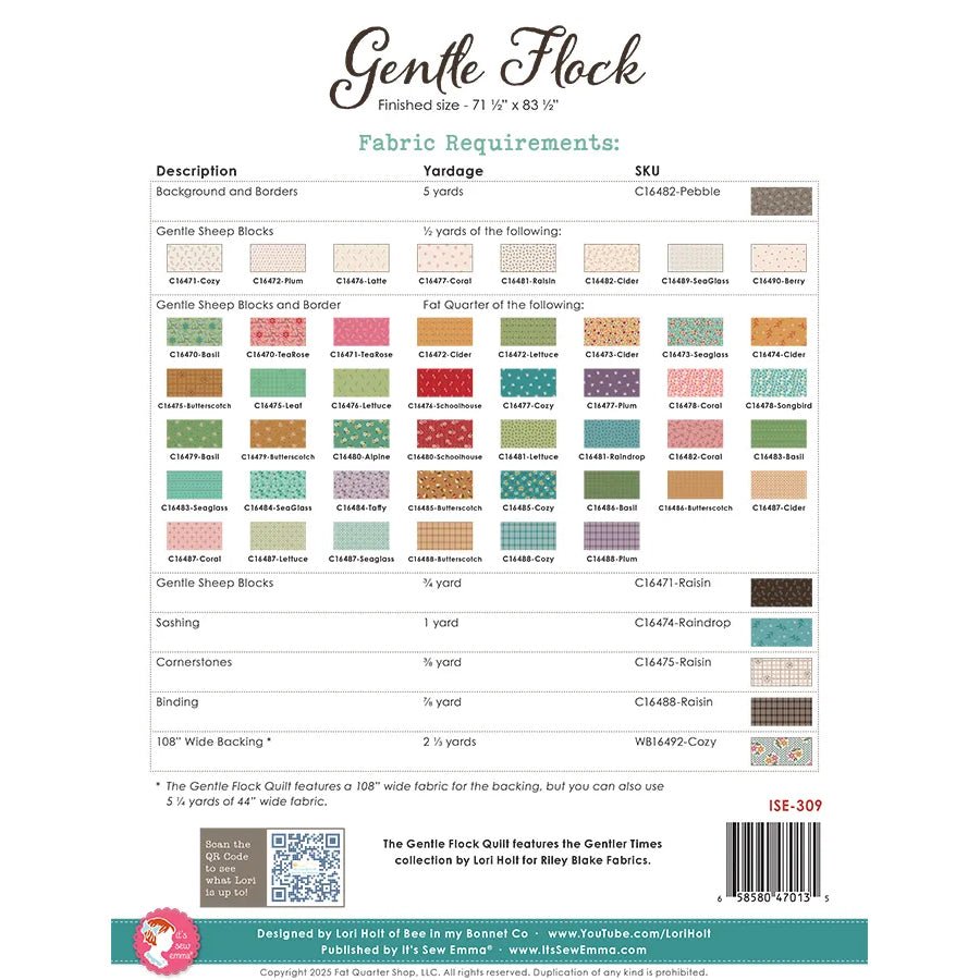 Gentle Flock Quilt Pattern by Lori Holt of Bee in My Bonnet Co. - It's Sew Emma from Fort Worth Fabric Studio