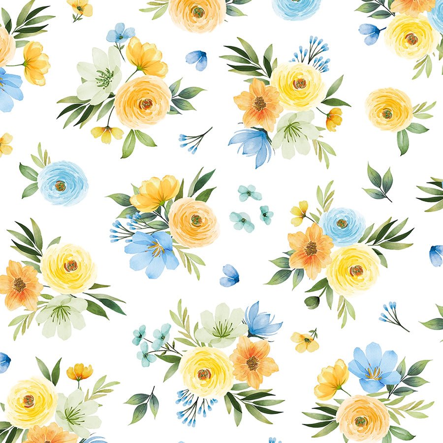 Gentle Meadow Bouquet Toss White - Wilmington Prints from Fort Worth Fabric Studio