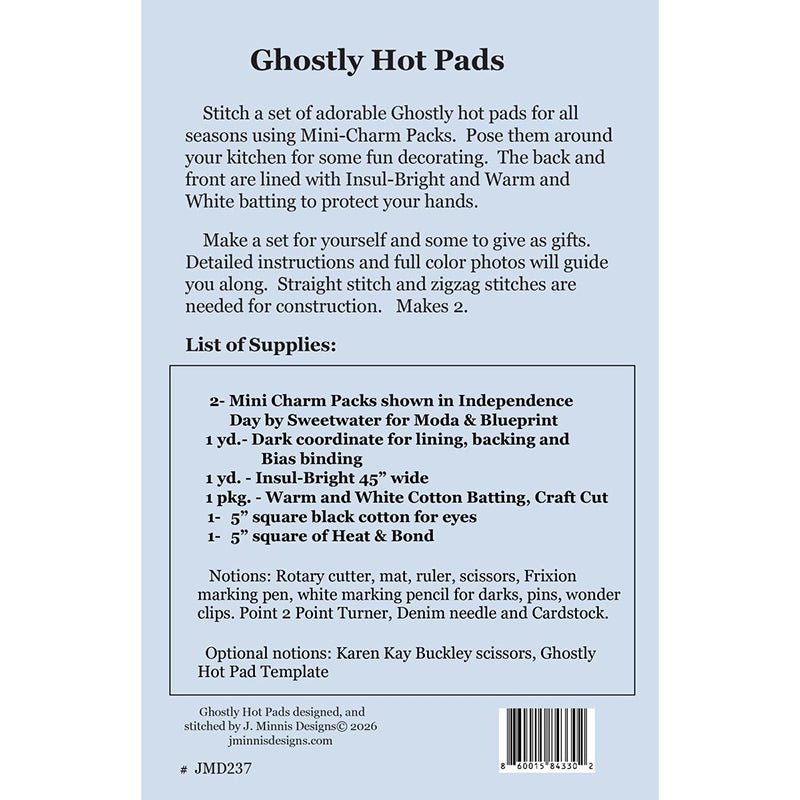 Ghostly Hot Pads Pattern by J. Minnis Designs - J. Minnis Designs from Fort Worth Fabric Studio