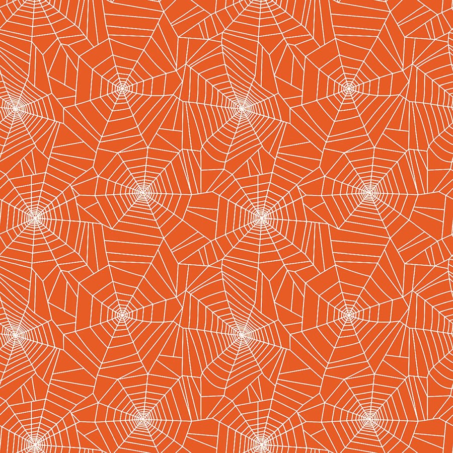 Ghostly Soiree Ghostly Cobwebs Orange - Benartex from Fort Worth Fabric Studio