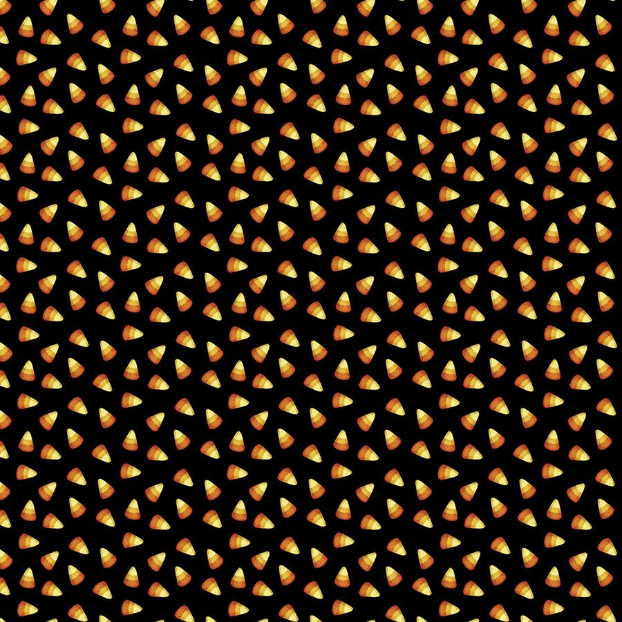 Ghostly Soiree Sweet Candy Corn Black - Benartex from Fort Worth Fabric Studio
