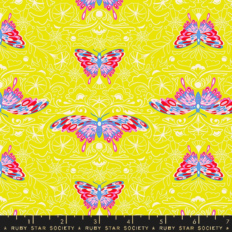 Glow Garden Floral Moths Natural - Ruby Star Society from Fort Worth Fabric Studio