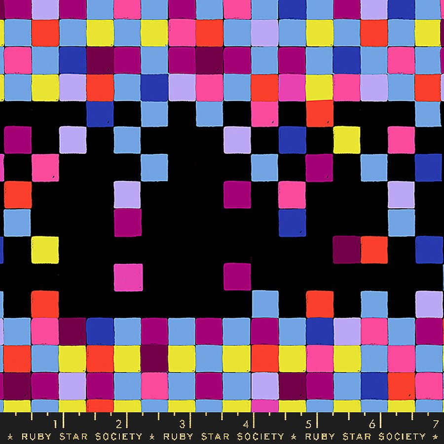 Glow Garden Pixel Squares Black - Ruby Star Society from Fort Worth Fabric Studio