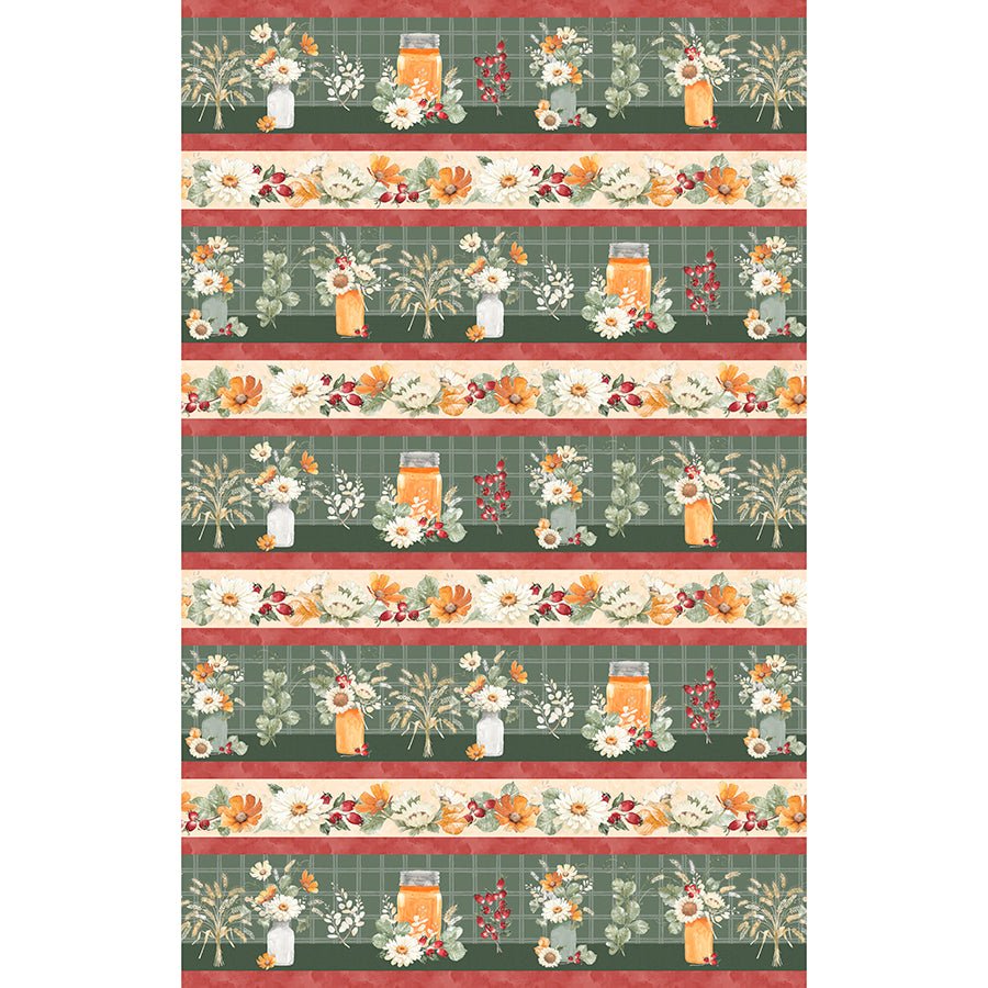 Harvest Blooms Repeating Stripe Multi - Wilmington Prints from Fort Worth Fabric Studio