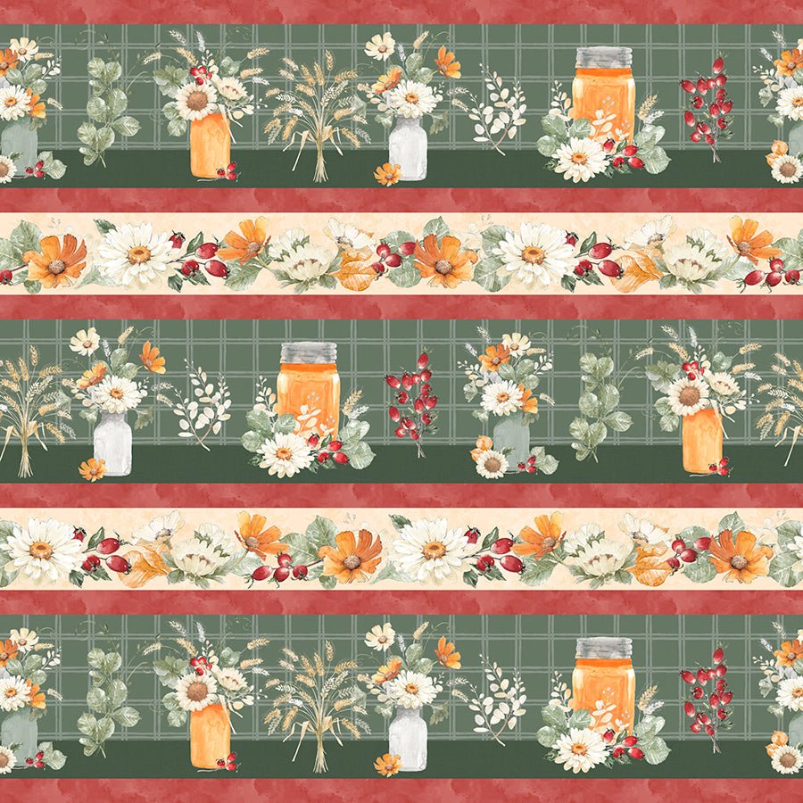 Harvest Blooms Repeating Stripe Multi - Wilmington Prints from Fort Worth Fabric Studio