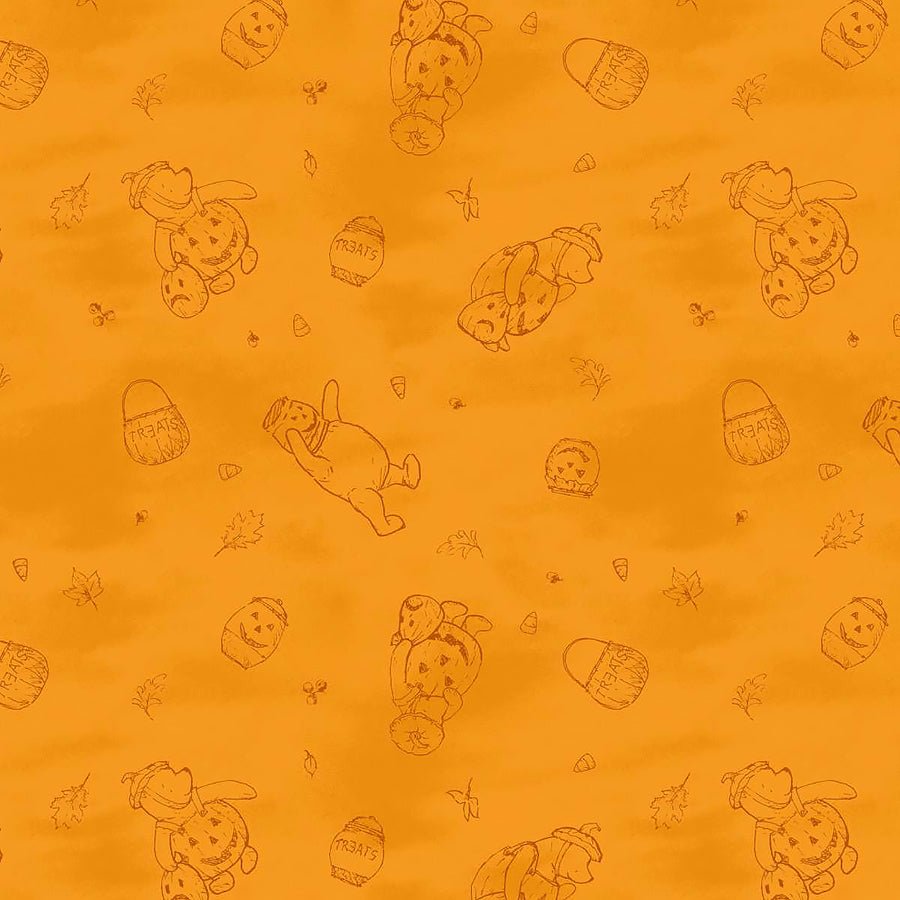 Haunted Acre Wood Bears Lineart Orange - Studio E from Fort Worth Fabric Studio