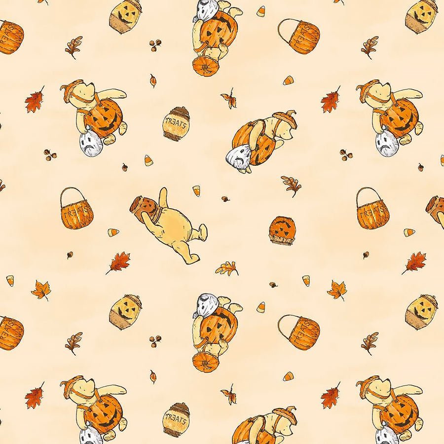 Haunted Acre Wood Bears Yellow – Remnant 30″ × 44″ - Studio E from Fort Worth Fabric Studio