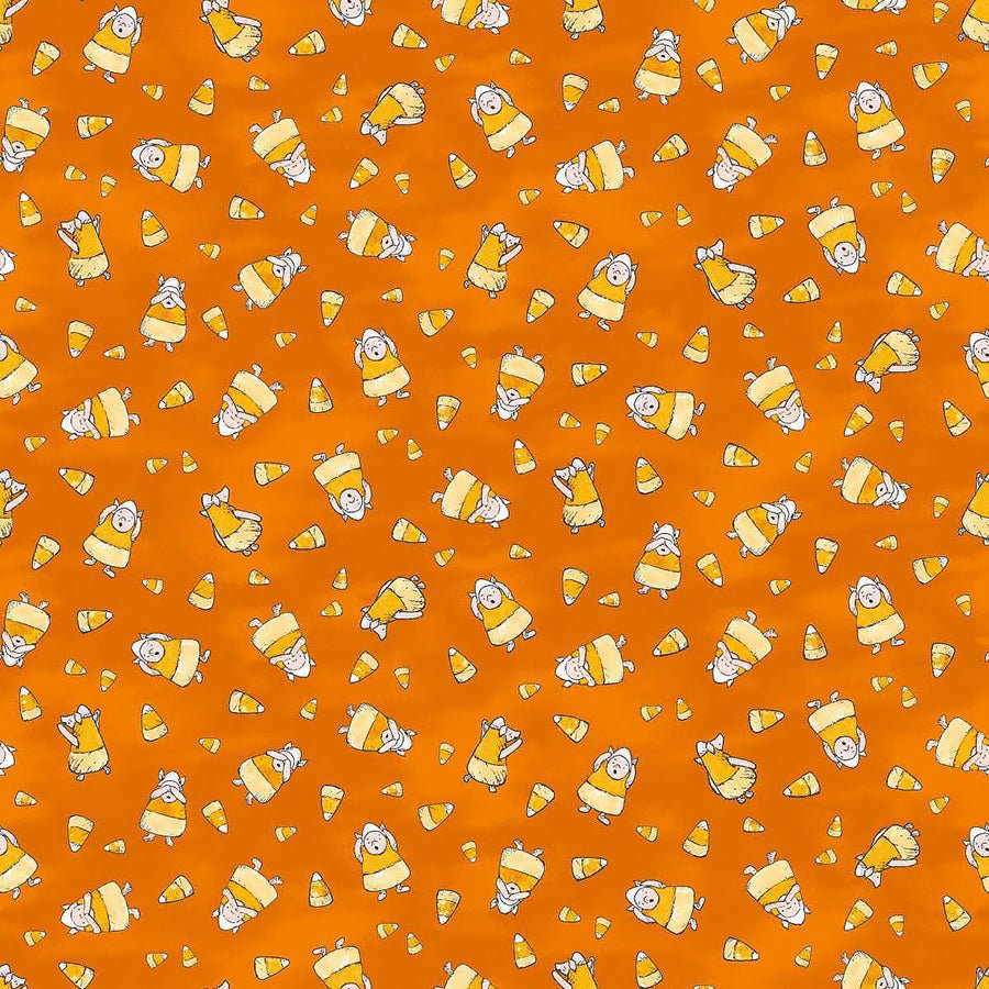 Haunted Acre Wood Candy Piglet Orange - Studio E from Fort Worth Fabric Studio