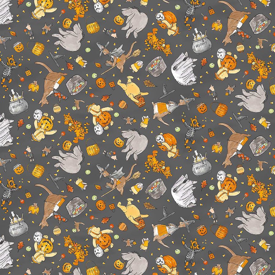 Haunted Acre Wood Costumed Crew Charcoal - Studio E from Fort Worth Fabric Studio