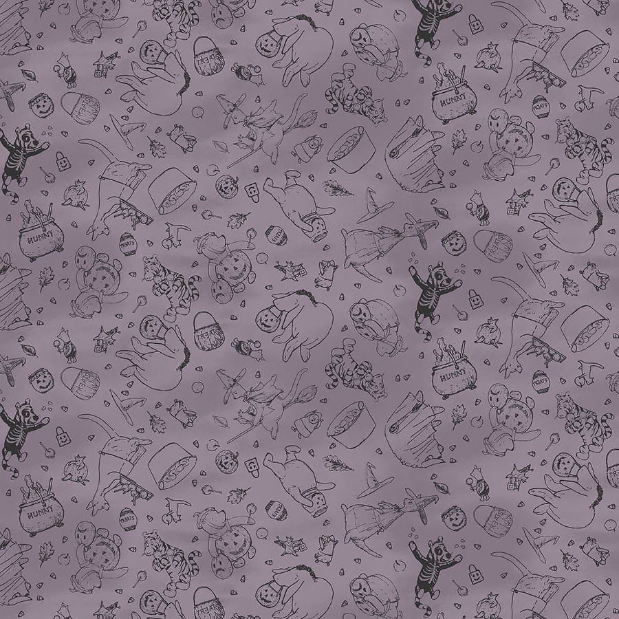 Haunted Acre Wood Crew Lineart Purple - Studio E from Fort Worth Fabric Studio