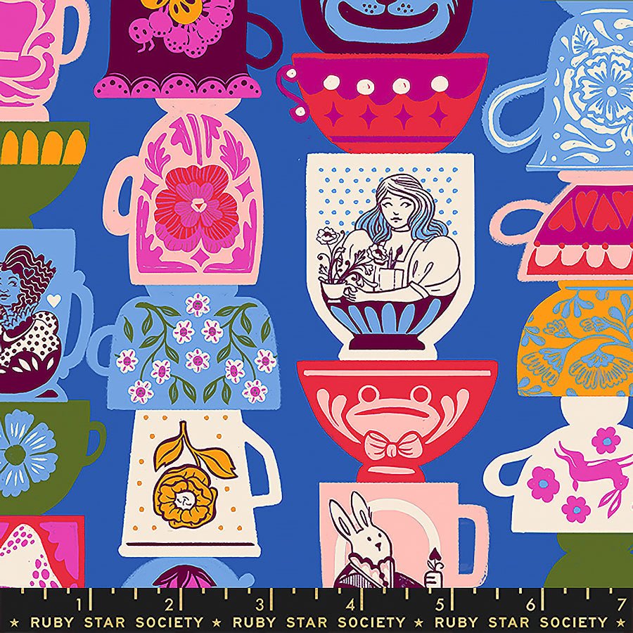 Hello Alice Tea Party Blue Ribbon - Ruby Star Society from Fort Worth Fabric Studio