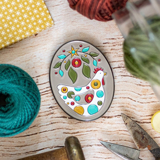 Henny Penny Enamel Needle Minder by Kim Diehl - Kim Diehl from Fort Worth Fabric Studio