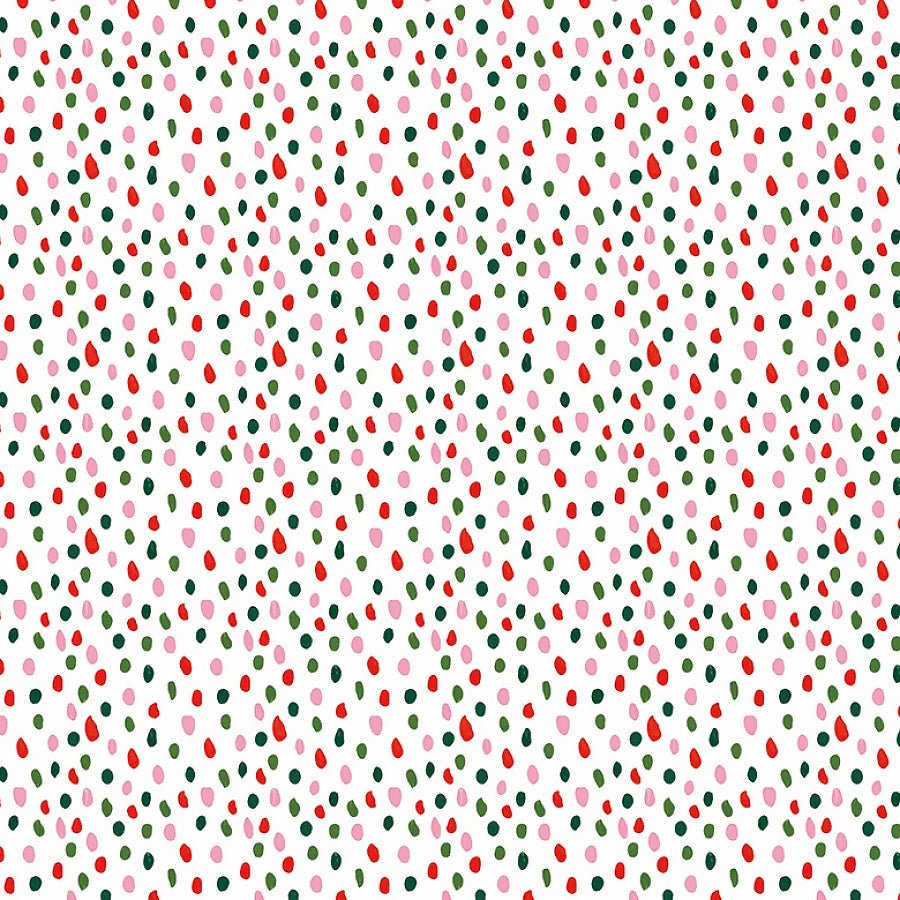 Here Comes Santa Claws Paintbrush Dots White - Timeless Treasures from Fort Worth Fabric Studio