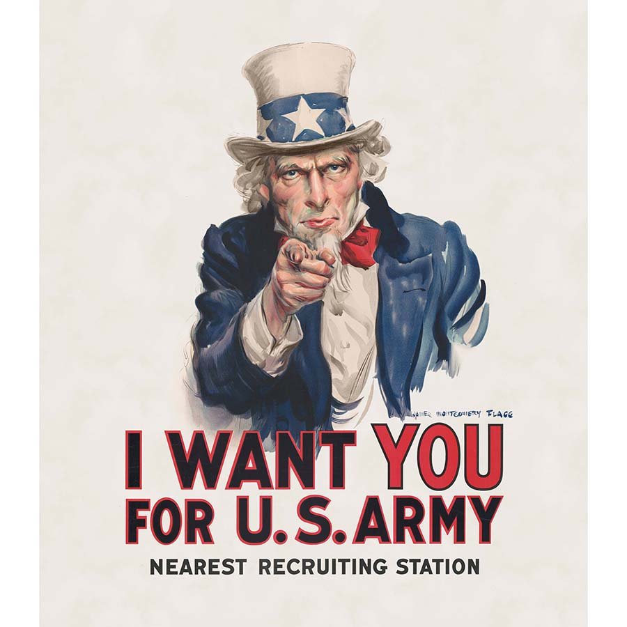 Heroes Wanted Minky 60" X 72" Uncle Sam Panel Cream - A.E. Nathan from Fort Worth Fabric Studio