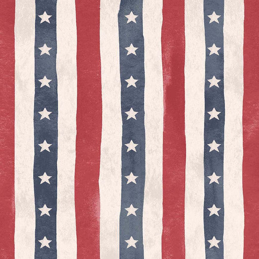Heroes Wanted Minky Stars & Stripes Denim/Red - A.E. Nathan from Fort Worth Fabric Studio