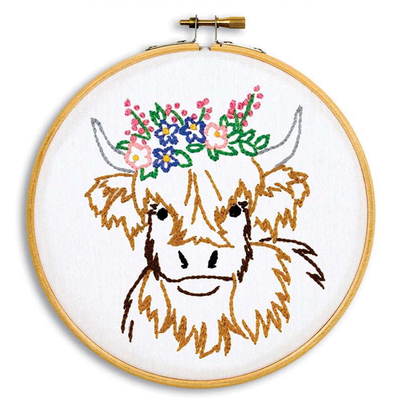 Highland Cow 6" Embroidery Hoop Kit by Jack Dempsey Needle Art - Jack Dempsey Needle Art from Fort Worth Fabric Studio