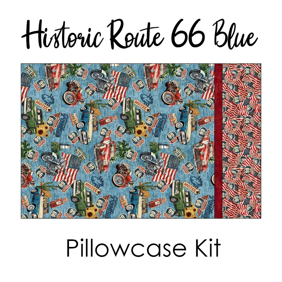 Historic Route 66 Blue Pillowcase Kit from Northcott - Northcott from Fort Worth Fabric Studio