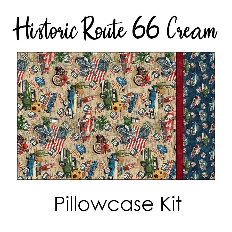 Historic Route 66 Cream Pillowcase Kit from Northcott - Northcott from Fort Worth Fabric Studio