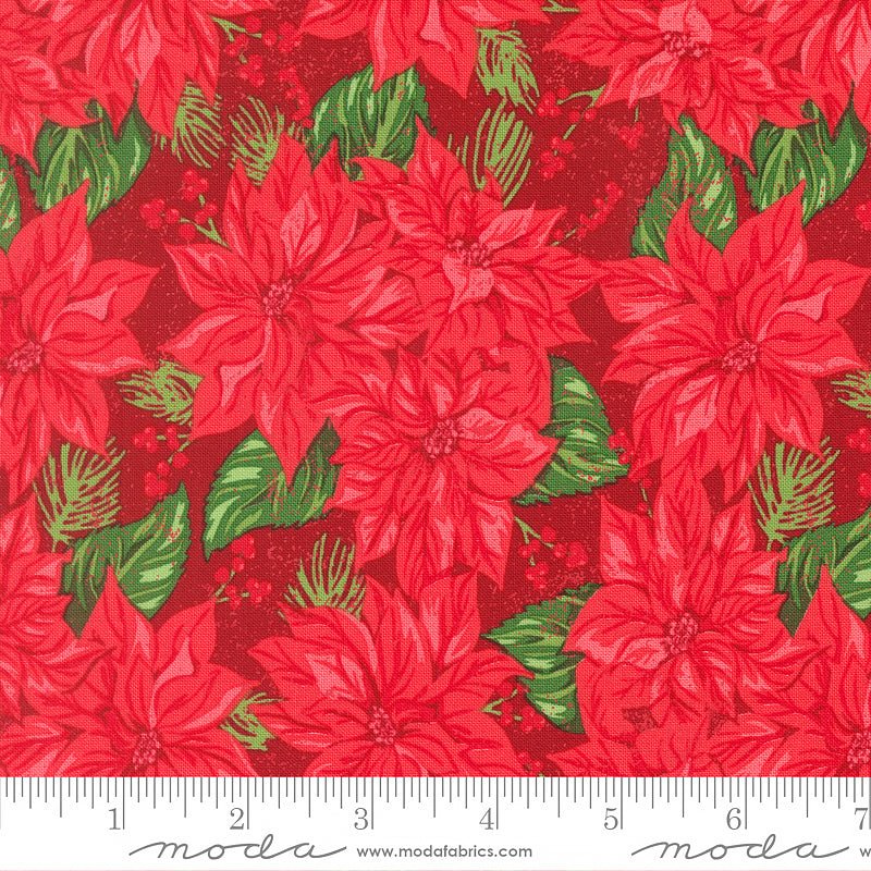 Holiday Cheer Poinsettia Florals Cardinal - Moda from Fort Worth Fabric Studio