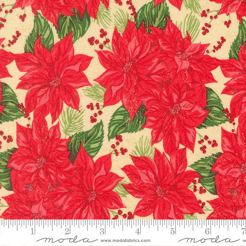 Holiday Cheer Poinsettia Florals Natural - Moda from Fort Worth Fabric Studio