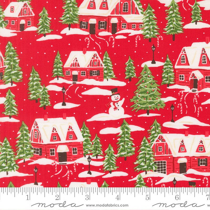 Holiday Cheer Village Landscape Poinsettia - Moda from Fort Worth Fabric Studio